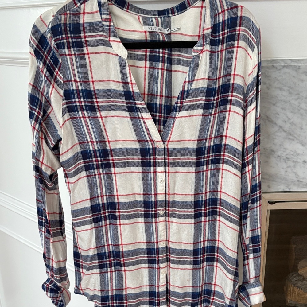 Kenneth Cole Reaction Red and Blue Checkered Shirt